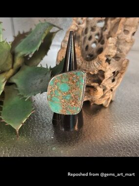 Turquoise Statement Ring - Teal Gem Accent